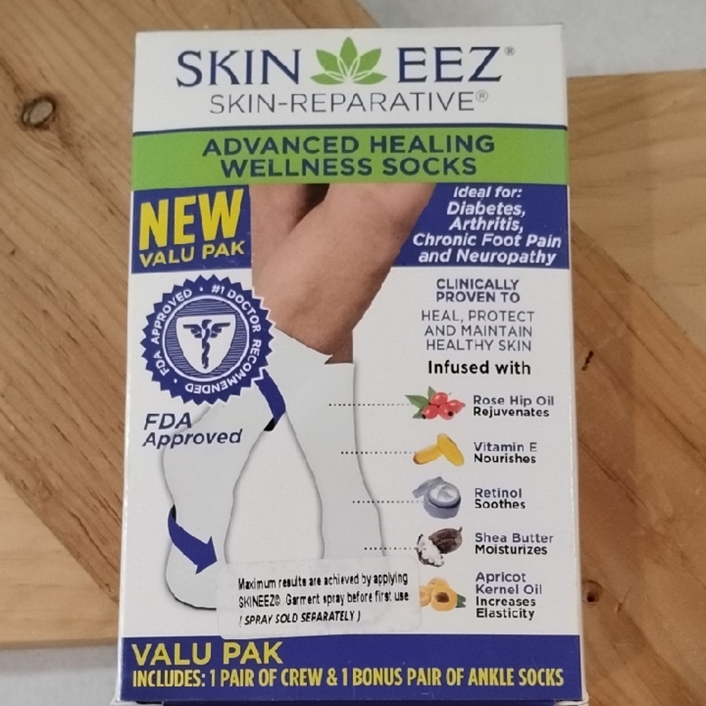 Advanced Healing Socks 2 pair White Heal Chronic Foot Pain Stretchy Cotton Women